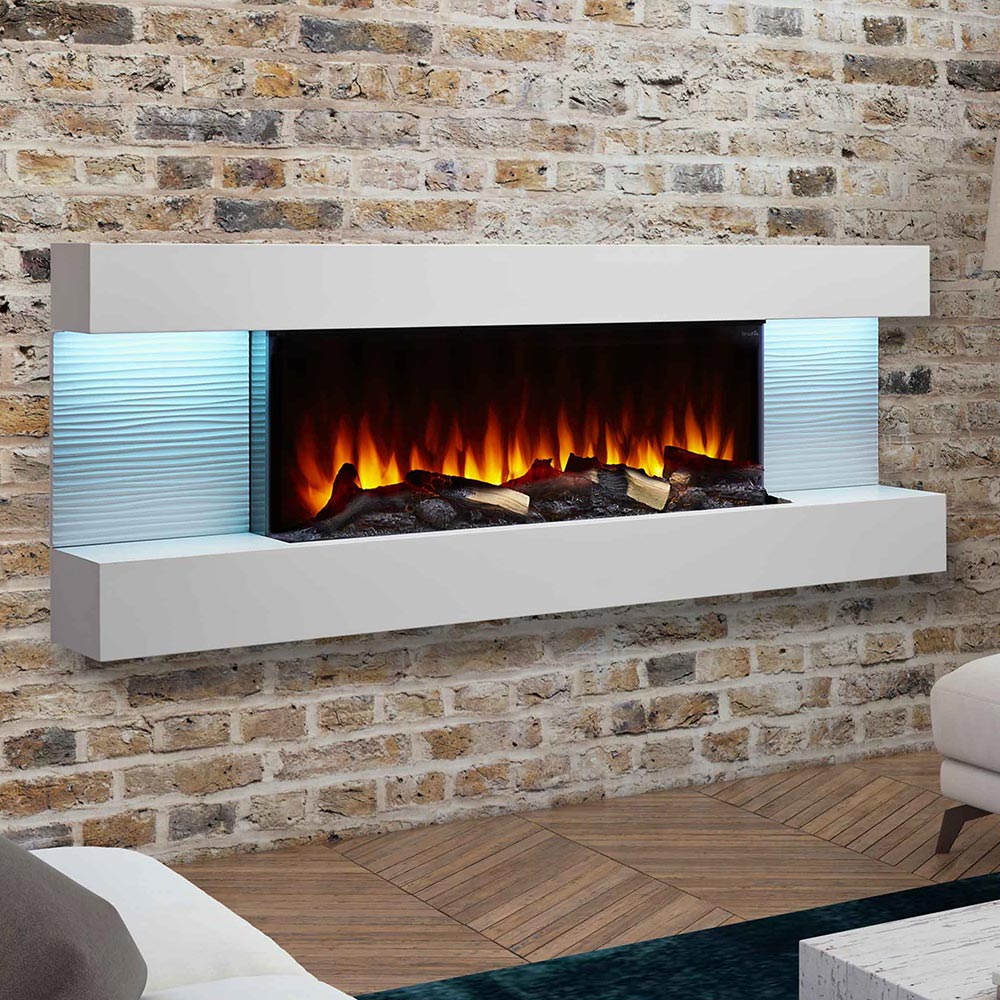 SimpliFire Format Floating Mantel Wall Mount Electric Fireplace