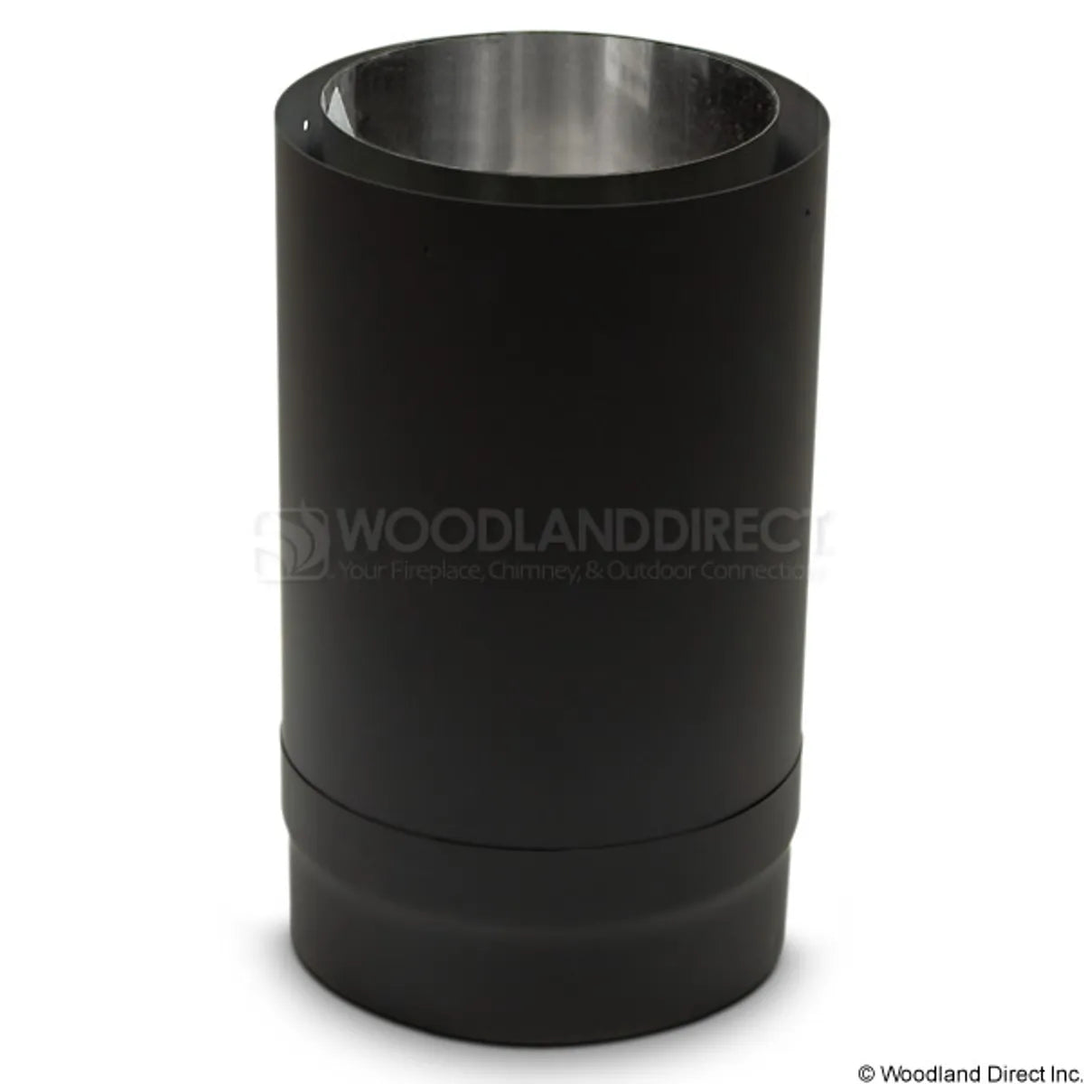 6" Premium Dbl Wall Blk Stove Pipe Slip Section - 18" length