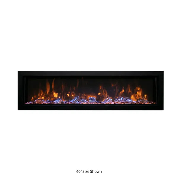 Amantii Deep 72" Electric Fireplace - Black Steel Surround