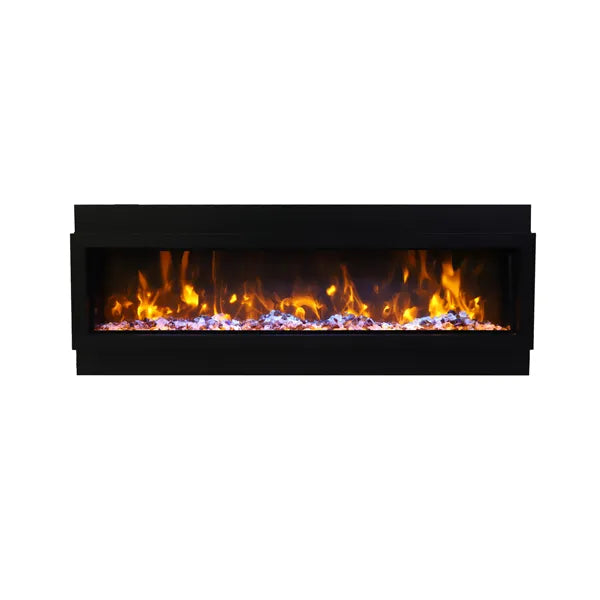 Amantii Deep 72" Electric Fireplace - Black Steel Surround