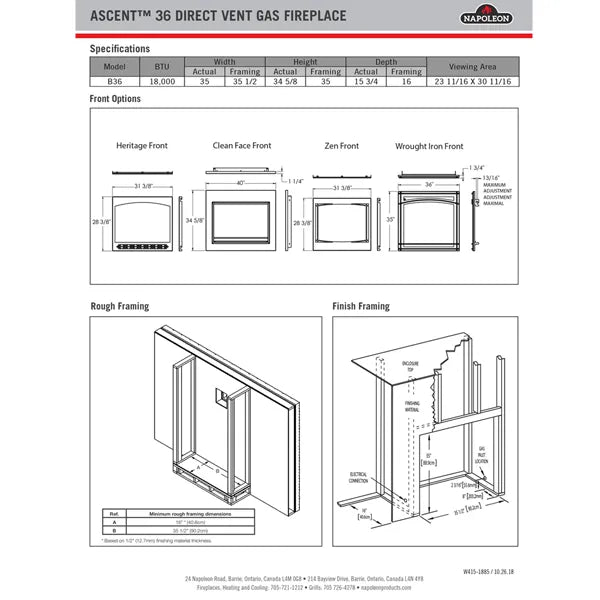 Napoleon Ascent 36 Direct Vent Gas Fireplace