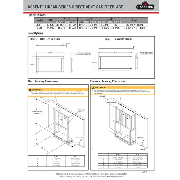 Napoleon Ascent Linear 36 Direct Vent Gas Fireplace