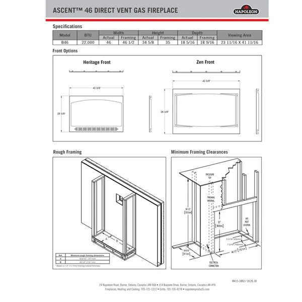 Napoleon Ascent 46 Direct Vent Gas Fireplace