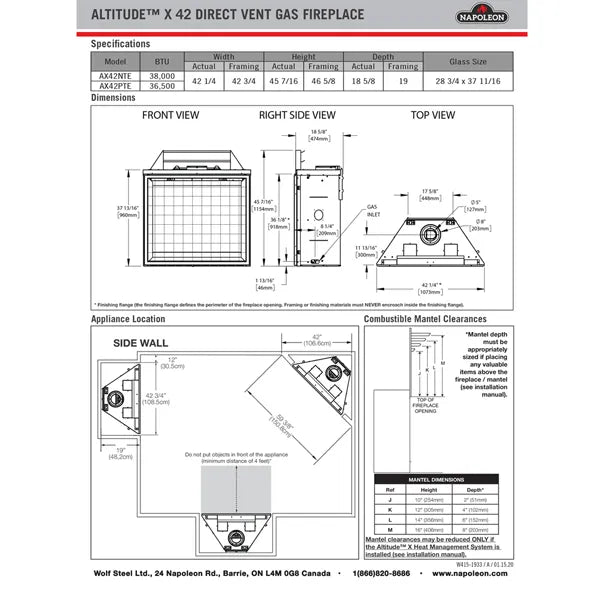 Napoleon Altitude X 42 Direct Vent Gas Fireplace