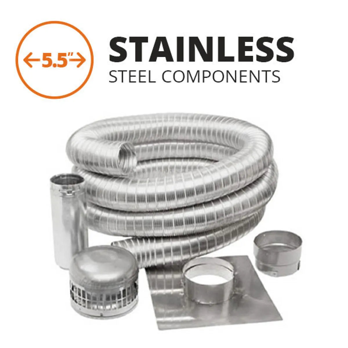 Metal-Fab Stainless Steel Chimney Liner Kit - 5.5" Diameter