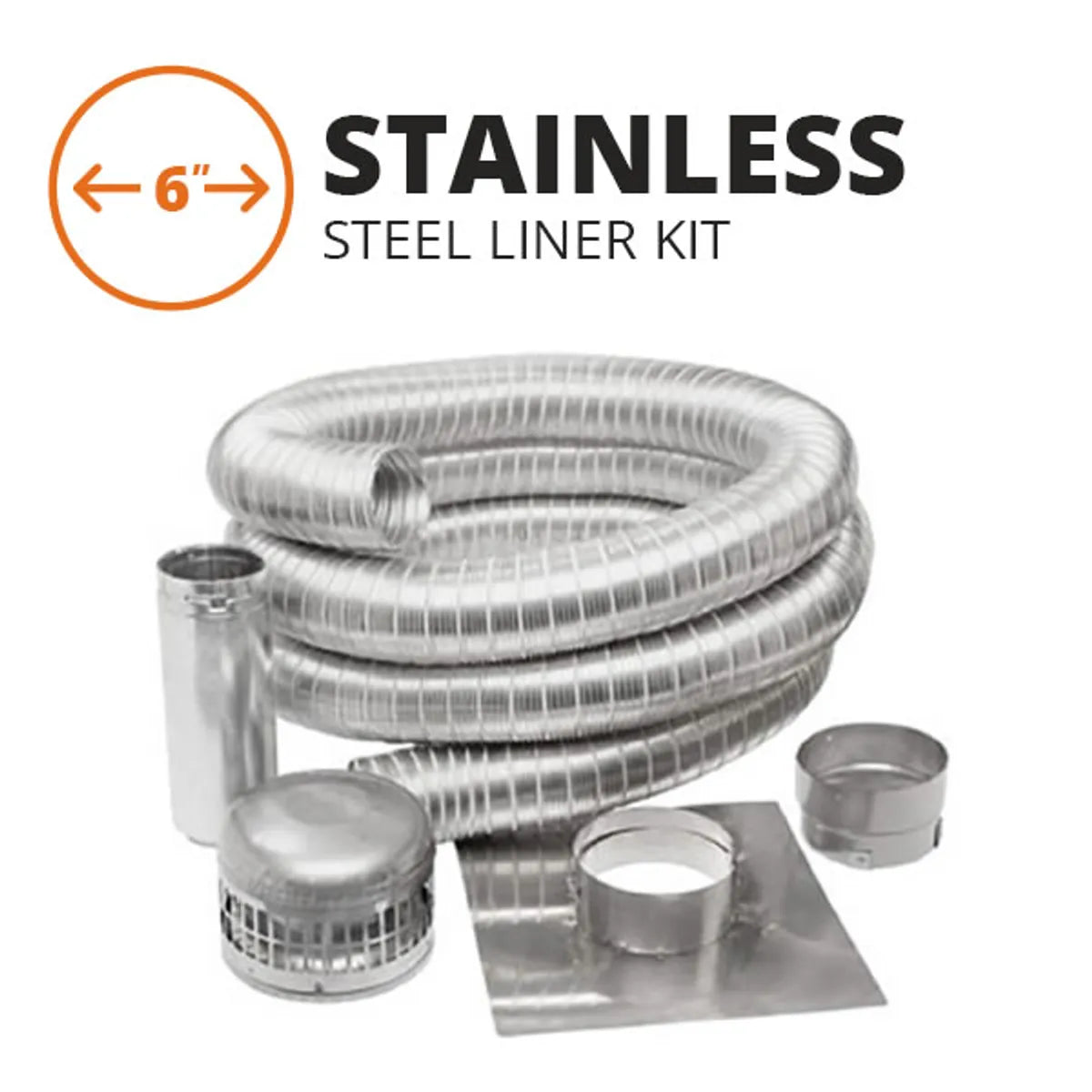 Metal-Fab Stainless Steel Chimney Liner Kit - 6" Diameter